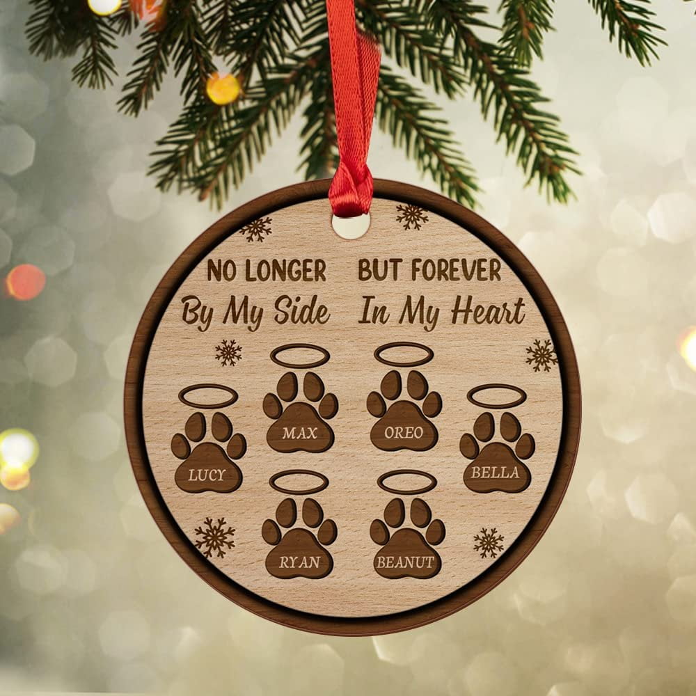 Personalized Wood Pet Memorial Ornament Custom Pawprints Sandjest
