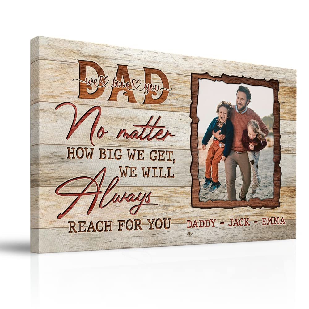 Personalized Canvas Photo Of Dad And Children Sandjest