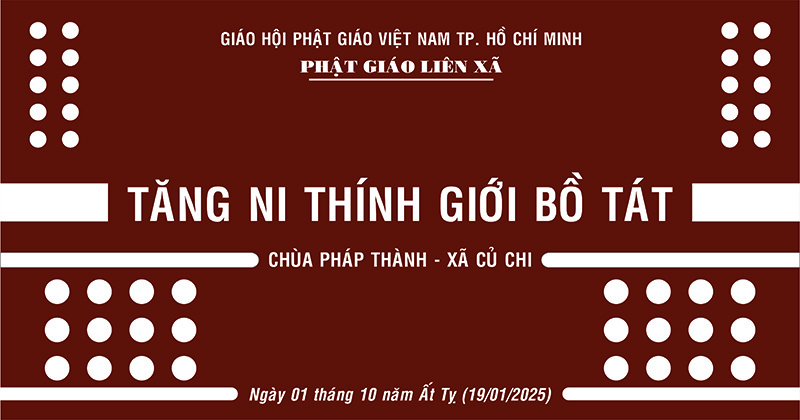 Tp. HCM: Tăng Ni thính giời Bồ Tát tại chùa Pháp Thành xã Củ Chi