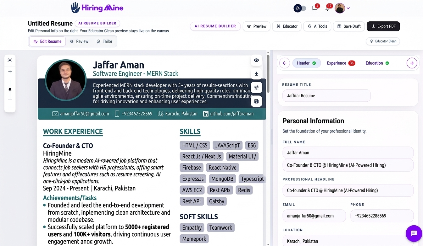 AI resume builder preview 1