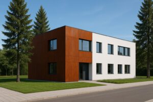 Kasetony elewacyjne ze stali corten – trwała i nowoczesna elewacja