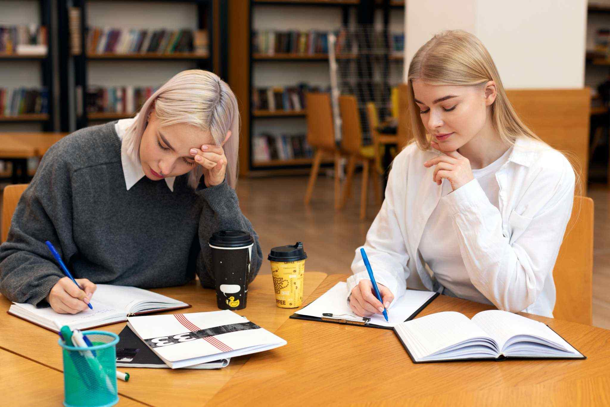 young women studying library 150kb
