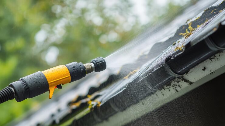 gutter cleaning with pressure washer ai generated illustration 1014672 24927