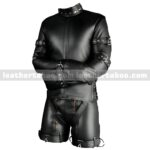 black leather straitjacket