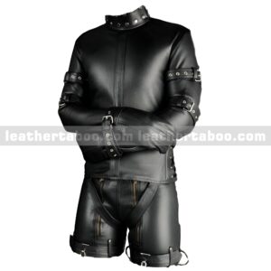 Black Leather Straitjacket – Heavy-Duty Real Leather Design for Men