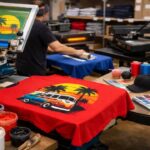 Custom T shirt printing workshop in action