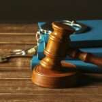 gavel with books old wooden desk 1