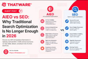 AIEO vs SEO Services: Why Businesses Need an AI-First SEO Optimization Company Like Thatware LLP 1 AIEO vs SEO Services: Why Businesses Need an AI-First SEO Optimization Company Like Thatware LLP