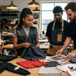 streetwear brand reviewing puff print and screen print samples