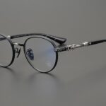 imageye imgi 17 Chrome Hearts Titanium All Black Round Glasses 1