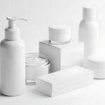 minimalist white cosmetic product mockup for branding and packaging design presentation photo