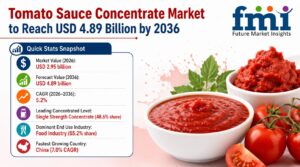 Tomato Sauce Concentrate Market to Cross USD 4.89 Billion by 2036