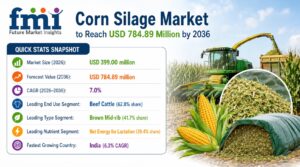Corn Silage Market Grows from USD 399.00 Million in 2026 to USD 784.89 Million by 2036 at 7.0% CAGR 1 Corn Silage Market Grows from USD 399.00 Million in 2026 to USD 784.89 Million by 2036 at 7.0% CAGR