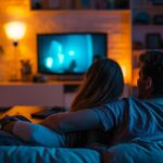 couple watching tv relaxing night sofa 1164774 2838