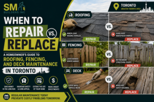 When to Repair vs. Replace: A Homeowner’s Guide to Roofing, Fencing, and Deck Maintenance in Toronto