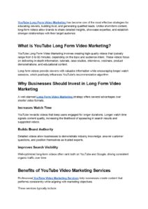 YouTube Long Form Video Marketing: Build Authority and Drive Lasting Business Growth 1 YouTube Long Form Video Marketing: Build Authority and Drive Lasting Business Growth