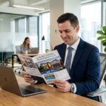 Realtor reviewing property brochure 202608111347