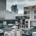 r conditioning hvac installed roof industrial buildings 1368855 11481