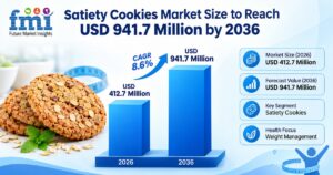 Satiety Cookies Market Size to Reach USD 941.7 Million by 2036, Driven by High-Protein Drivers, Soft-Baked Formats, and Growing Demand for Functional Snacking Subtitutions