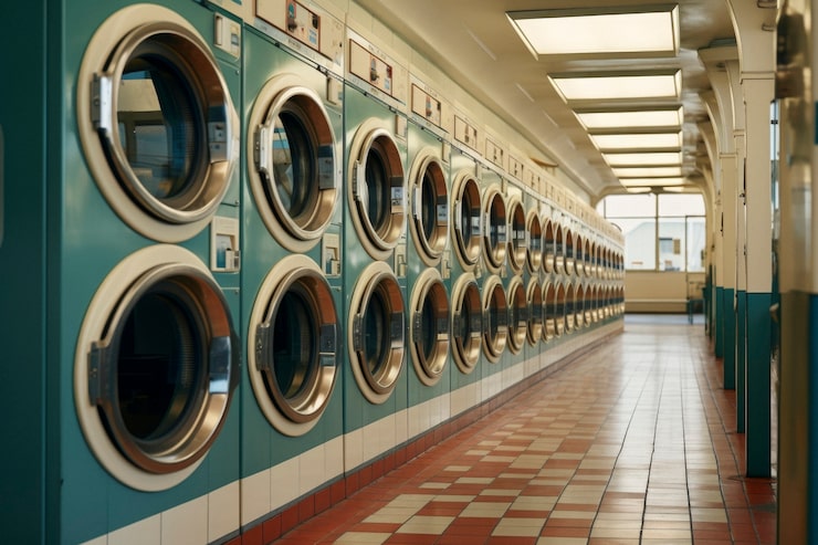 view inside laundromat room with vintage decor washing machines 23 2151176246 1