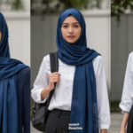 Blue Modal Hijab Styling Tips for Work, School, and Travel 3 Blue Modal Hijab Styling Tips for Work, School, and Travel