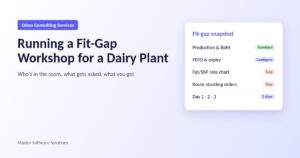 How Odoo Consulting Services Run a Fit-Gap Workshop for a Dairy Plant 1 How Odoo Consulting Services Run a Fit-Gap Workshop for a Dairy Plant