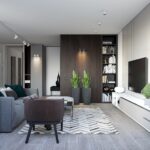 wooden feature wall light grey wooden floors