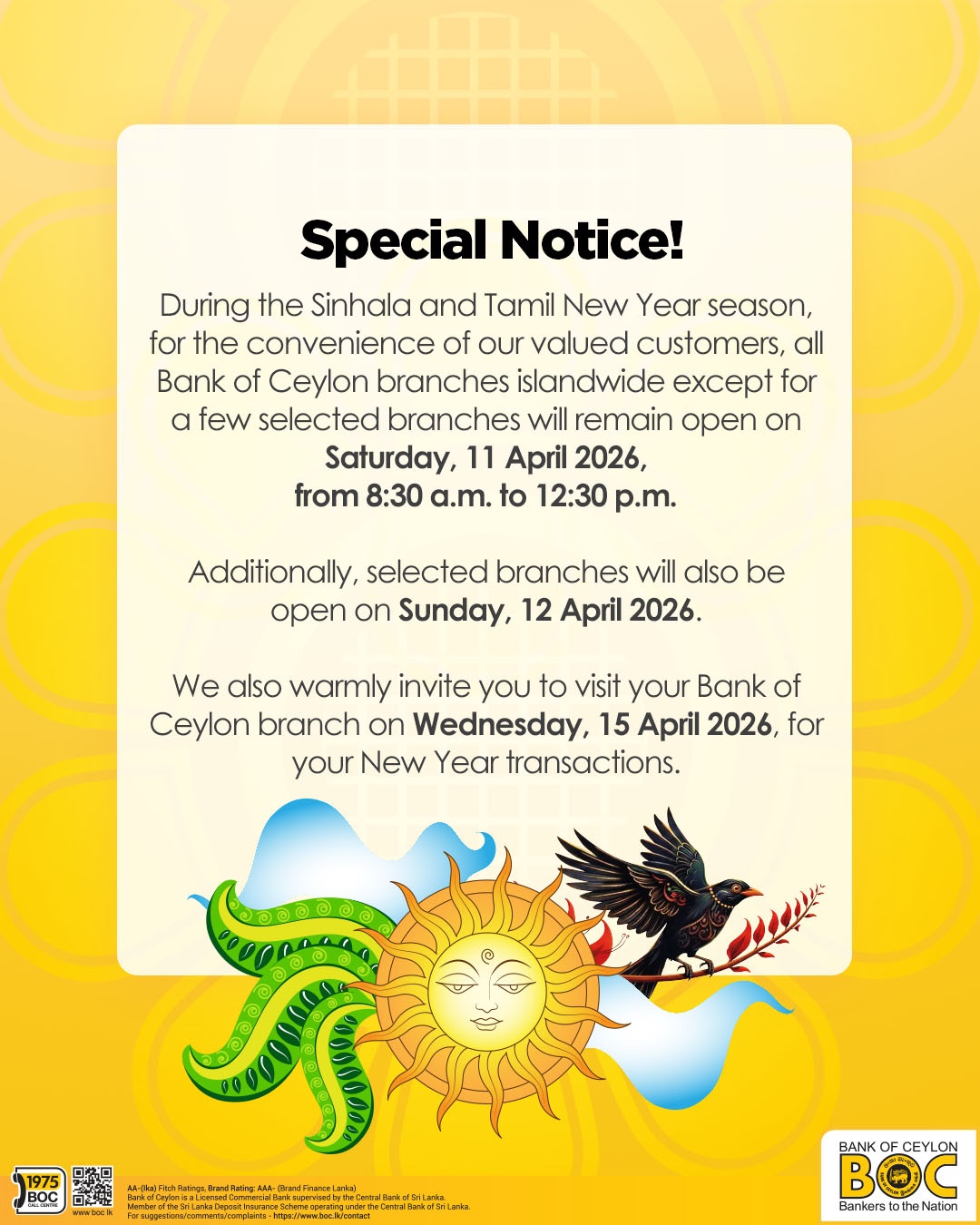 BOC Articles - BOC New Year Special Banking Hours – 11.04.2026