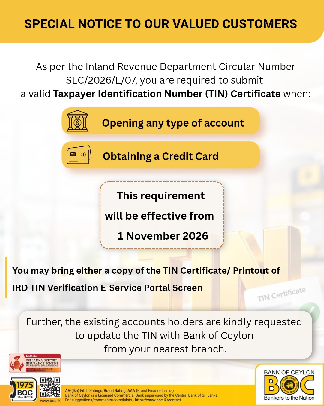 BOC Articles - Taxpayer Identification Number (TIN)