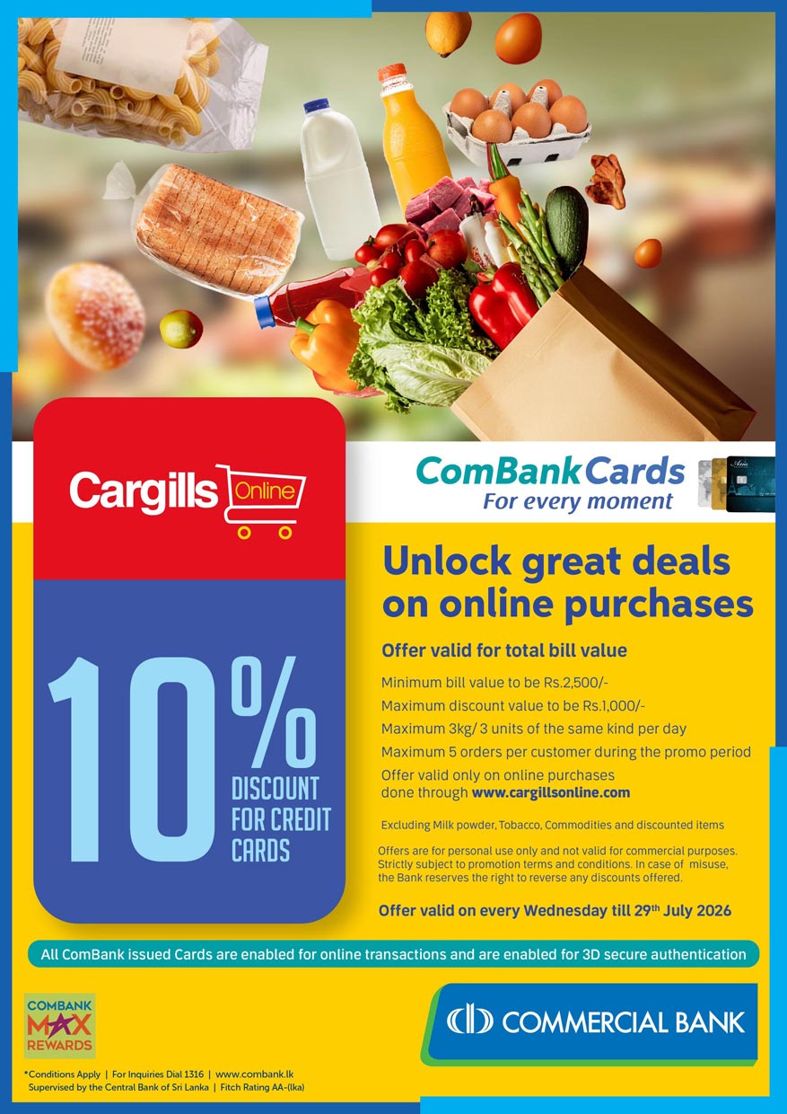 Unlock Great Deals On Online Purchases Via Cargills Online With Combank Credit C