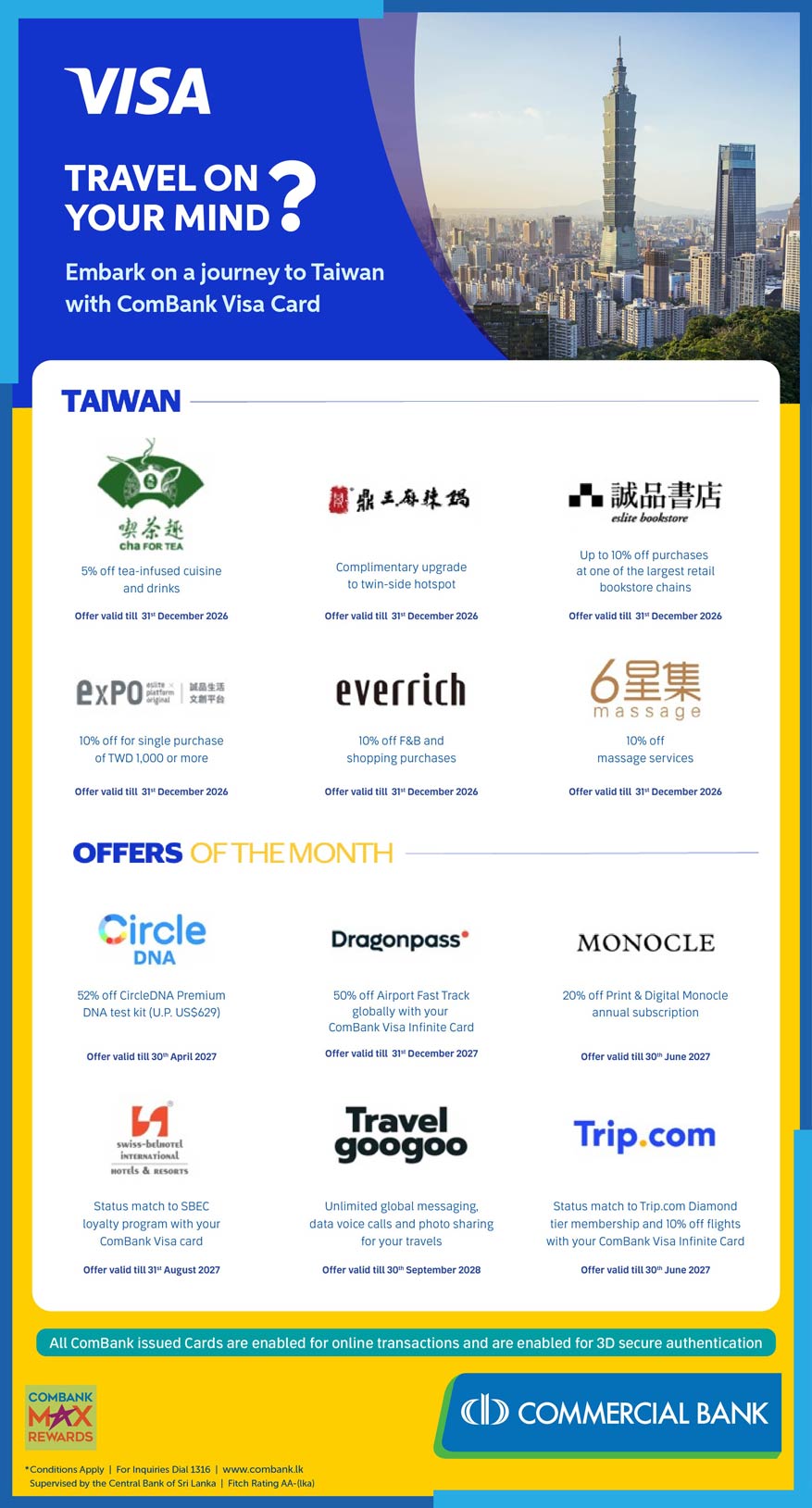 Embark On A Journey To Taiwan With Combank Visa Cards