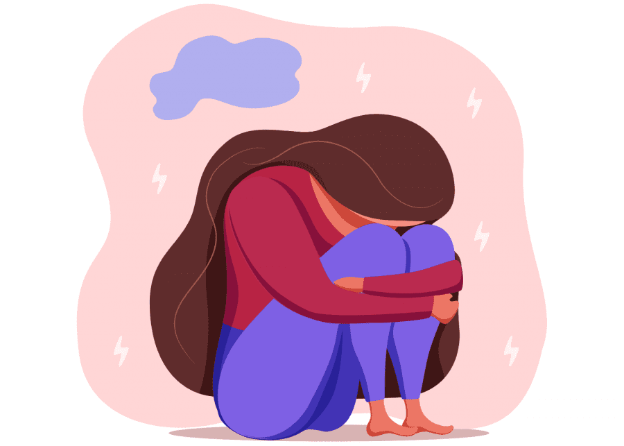 Person hugging self, suicidal?