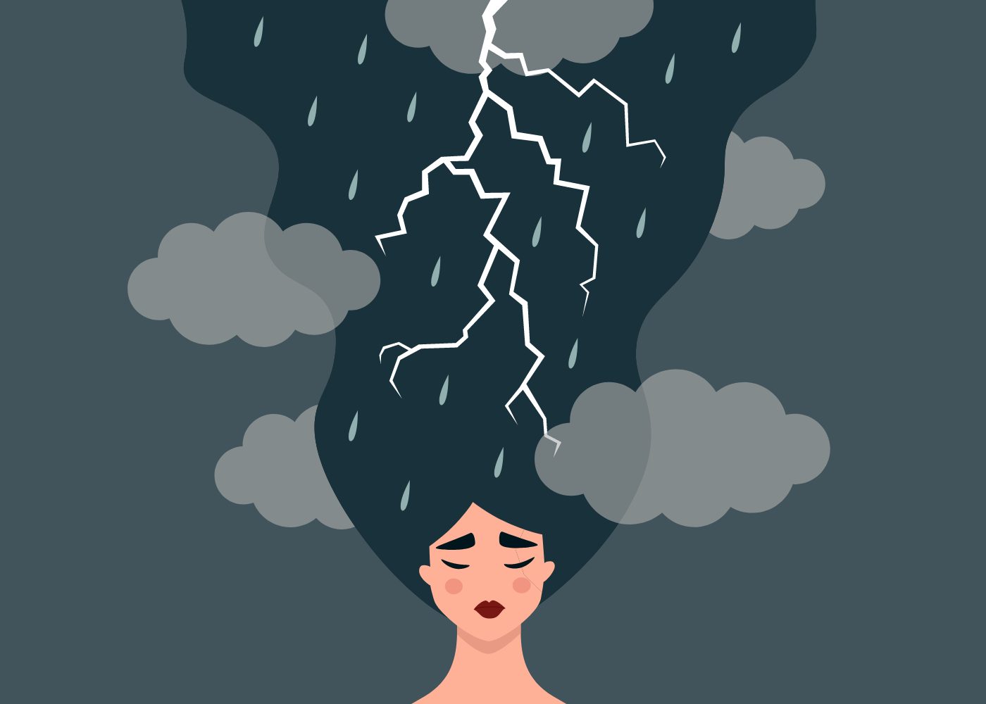 Woman with suicidal thoughts illustration