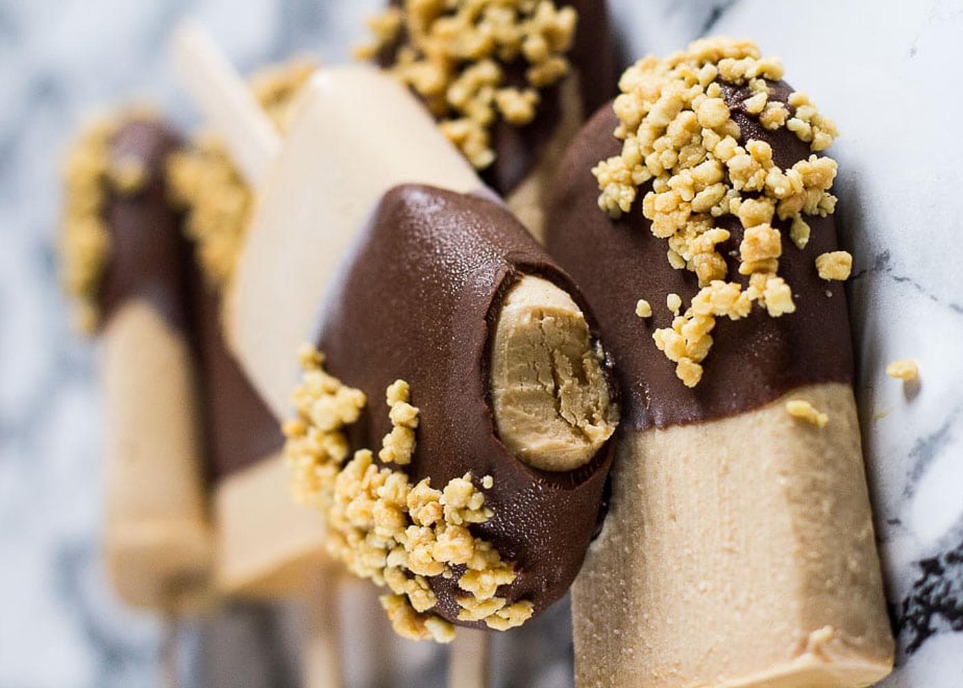 Chocolate peanut butter yoghurt popsicles by Marsha's Baking Addiction