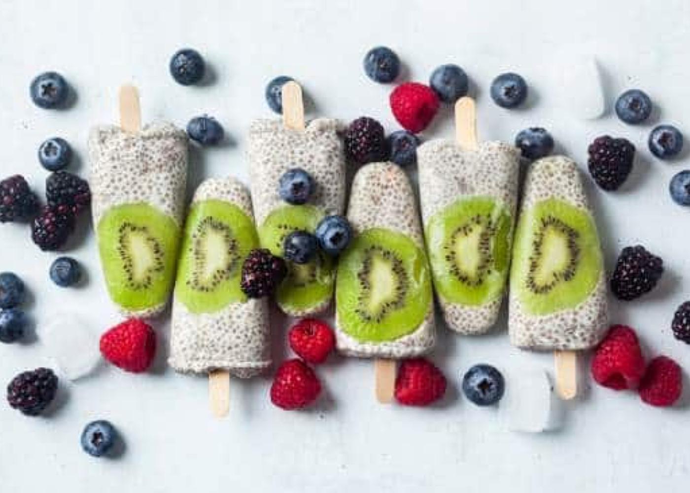 Healthy kiwi and chia seeds lollies by The Health Site