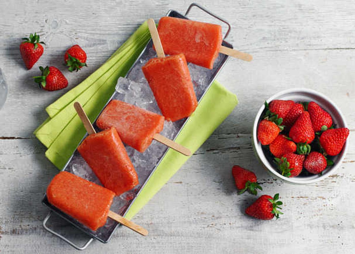 Strawberry and banana ice lollies by Sainsbury's