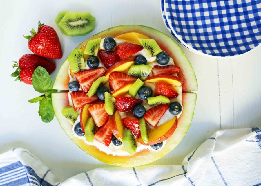 Watermelon fruit pizza cake by Modern Honey