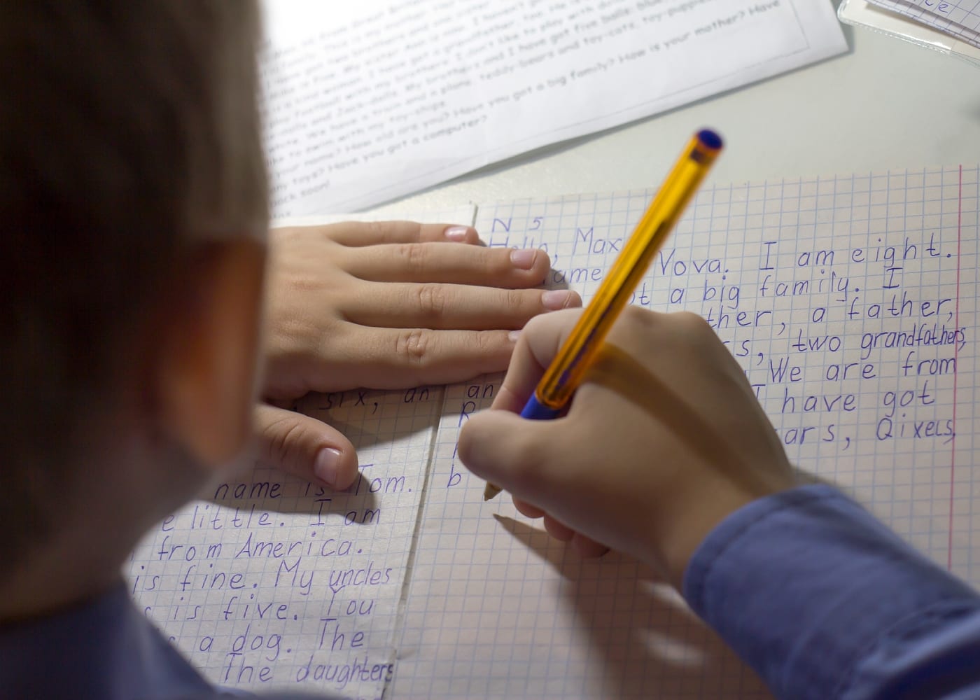 Pen pal writing a letter