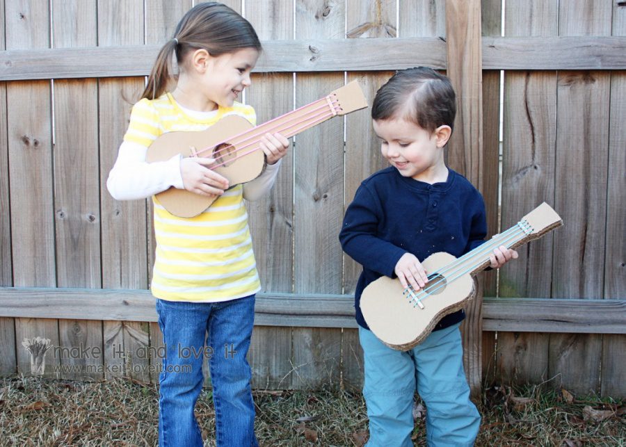 Cardboard guitars | Cardboard box crafts for kids