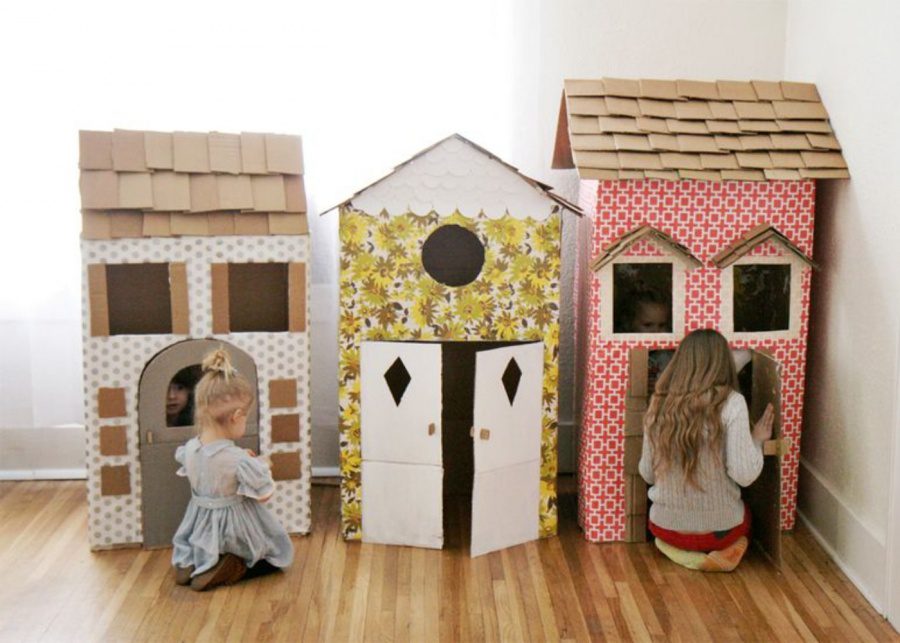 Cardboard playhouses | Cardboard box crafts for kids