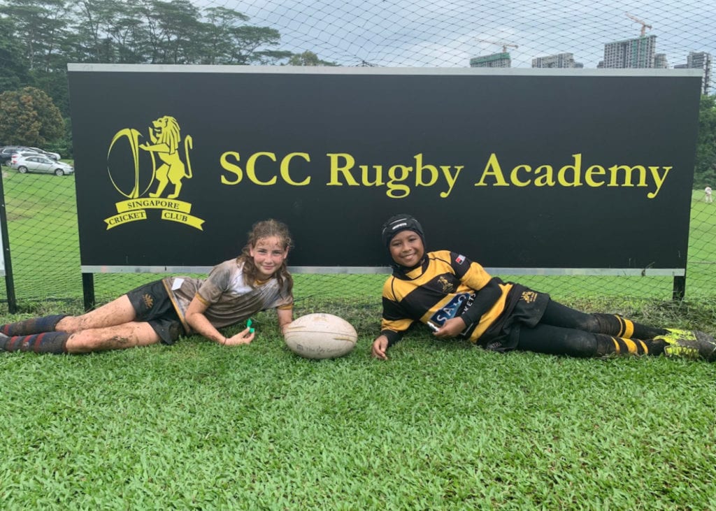 girls rugby classes Honeykids Asia Singapore