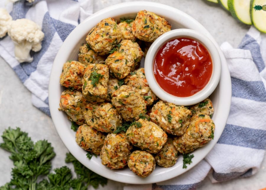 Baked vegetable tater tots | Plant-based meals for kids