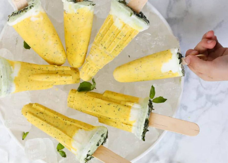 Mango and passion fruit ice pops
