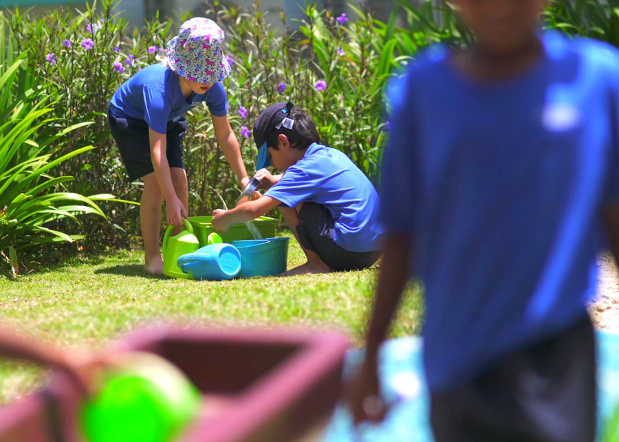 Children playing on the grass