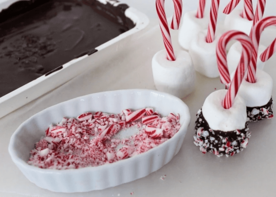 Candy cane marshmallows | Christmas party food for kids