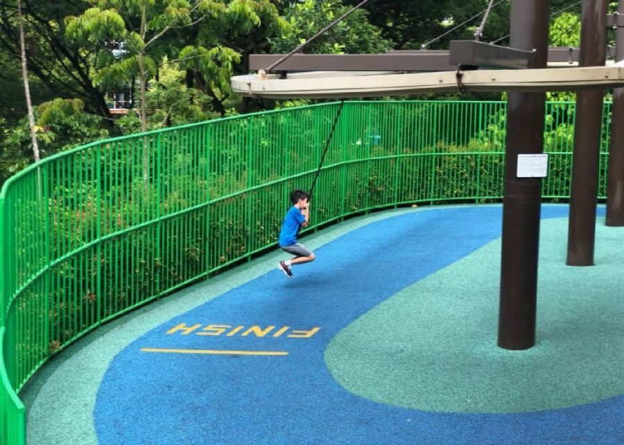 Circular flying fox in the Family Terracing play area at Admiralty Park