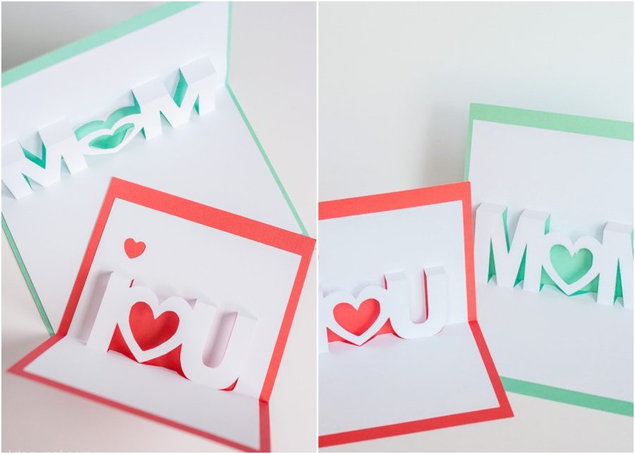 Mom, I love you pop-up card by One Dog Woof | Mother's Day craft ideas
