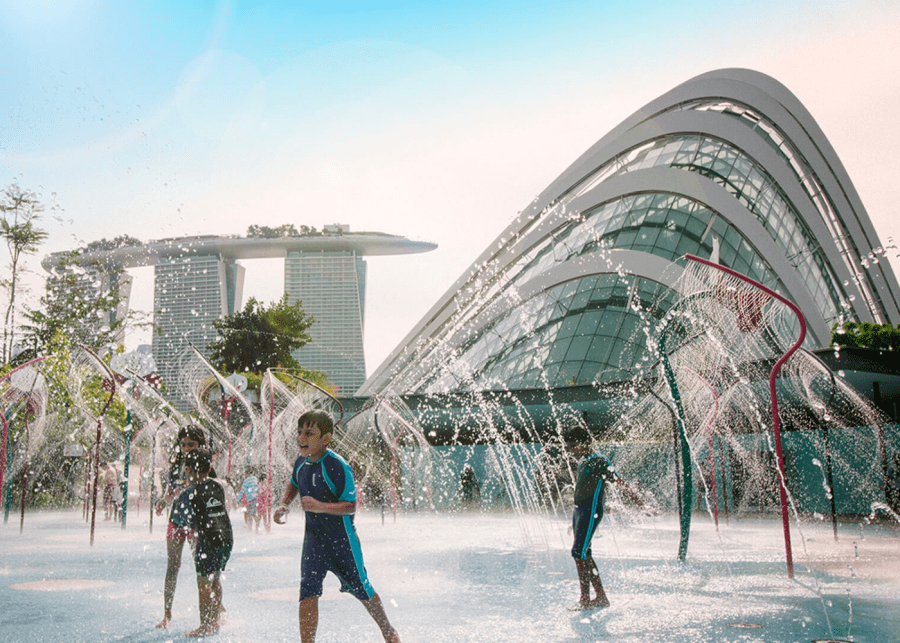 Gardens by the Bay water play Singapore with kids