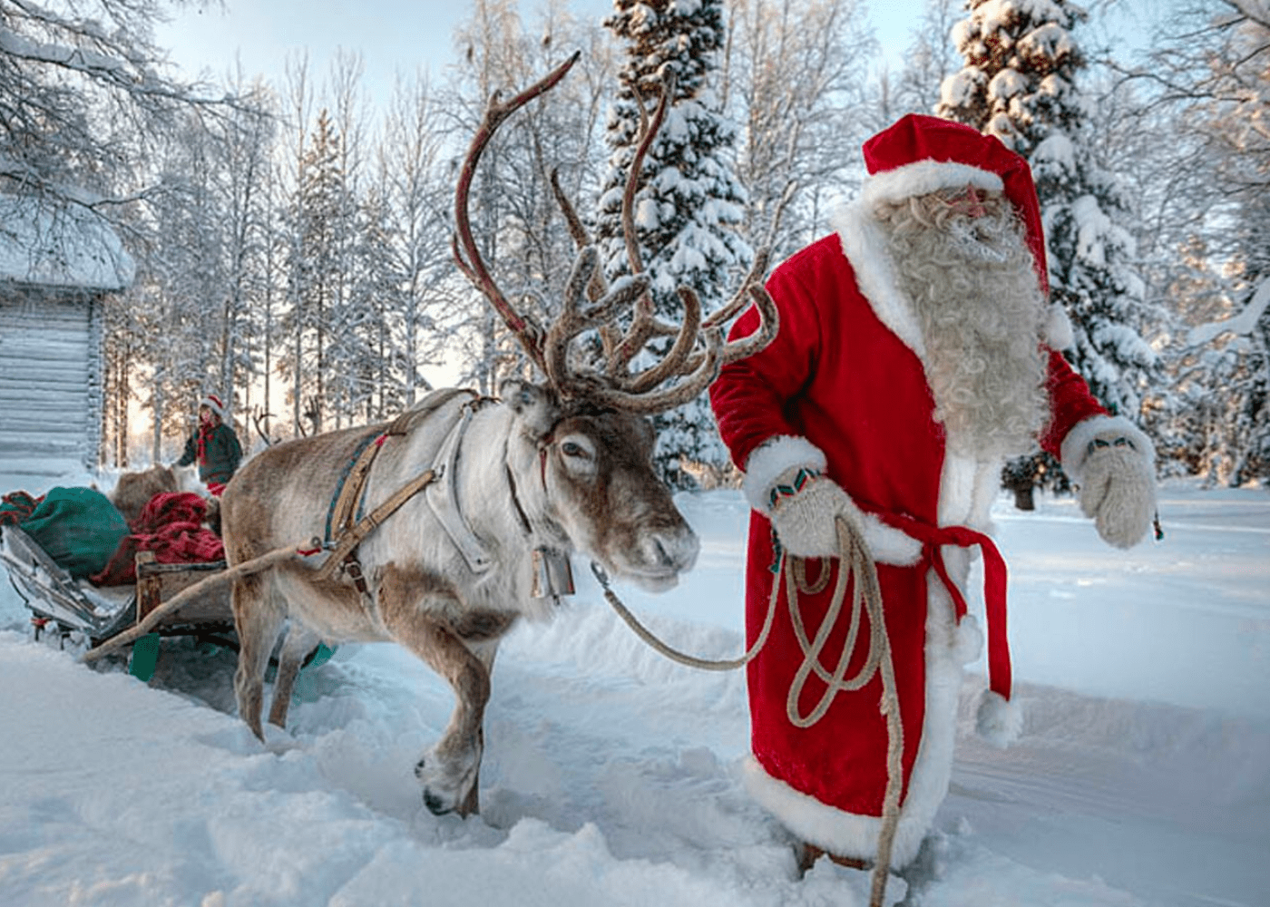 Santa and reindeer Christmas in LaplandNational Geographic