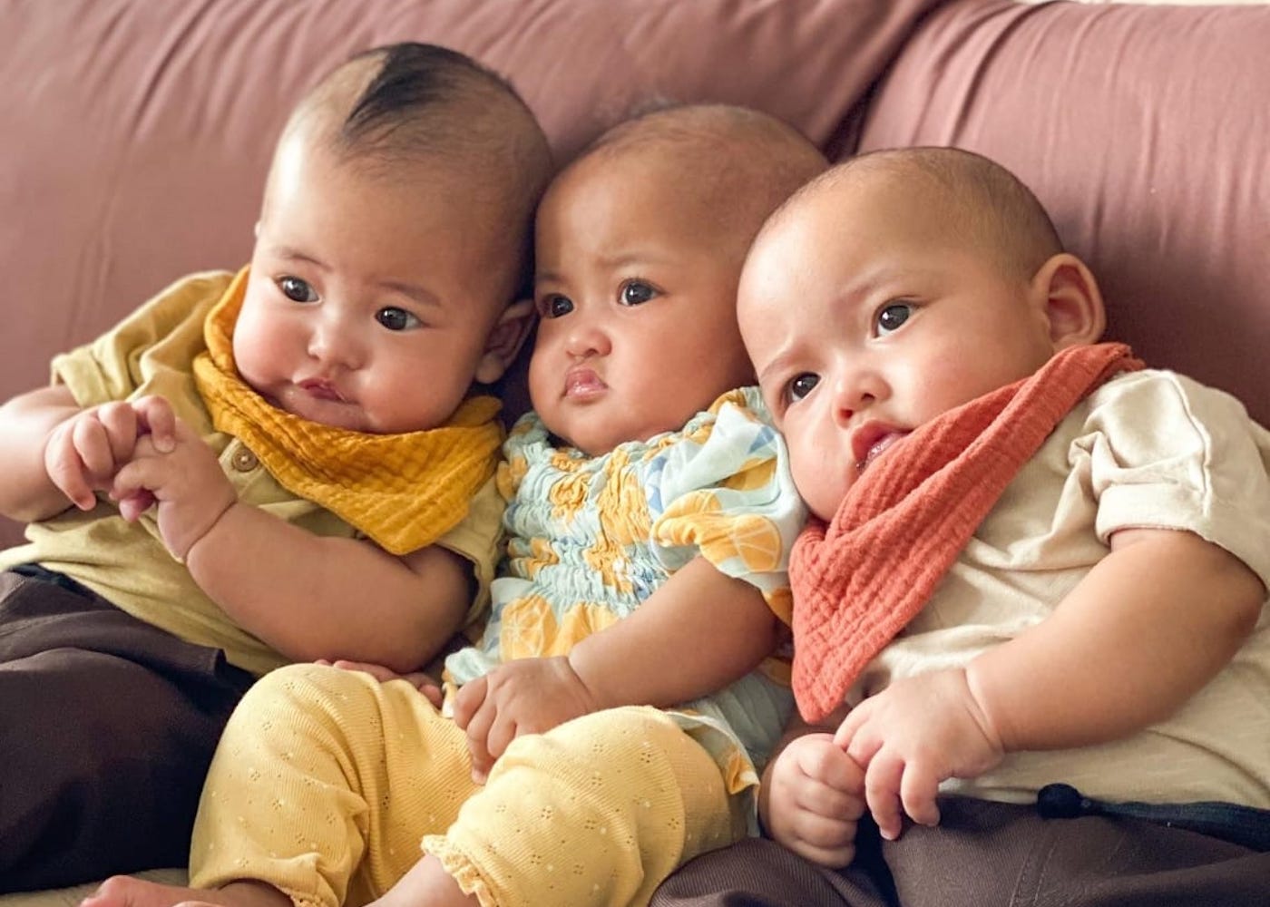 preemie triplets zarith sofea family posing